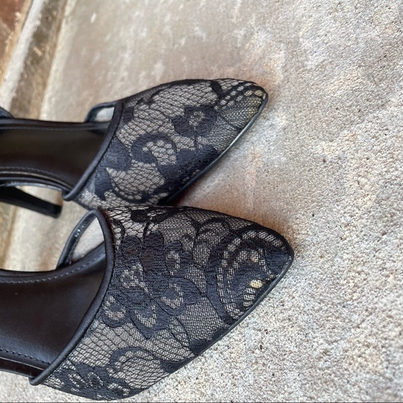 David’s Bridal Heels Black Lace Pointed Toe Slingback Womens 7 - Picture 6 of 10